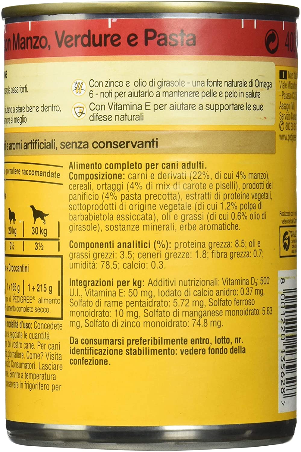  PEDIGREE Televes straccetti de Salsa con Ternera, Verduras y Pasta Lata – Paquete de 24 Unidades 