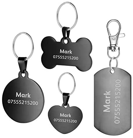  BKDZ Etiquetas de identificación de Mascotas de Acero Inoxidable Etiquetas de Perro Personalizadas Personalizadas Grabado Frontal/Posterior para Gato y Perro con (S, Corazon Azul) 
