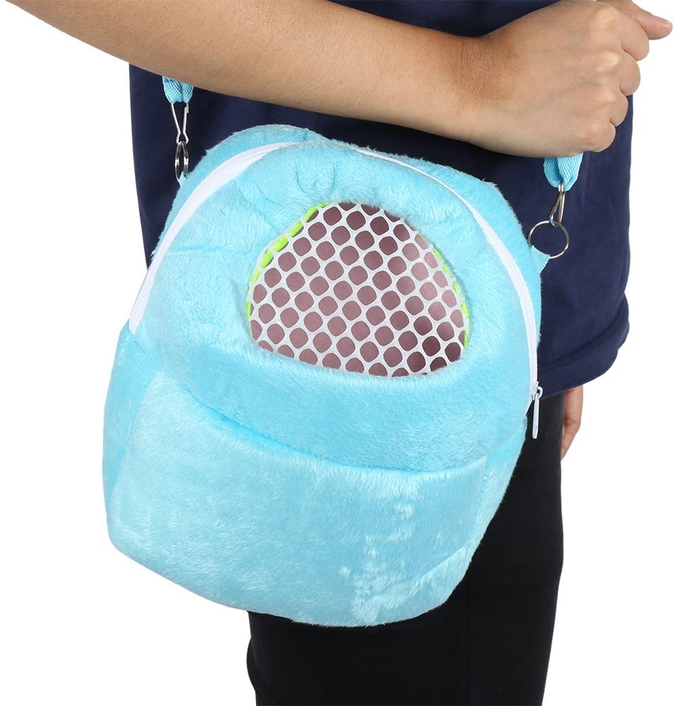  Bolsas de transporte para mascotas Hamster Rata Erizo Saco de dormir Transpirable portátil de salida de viajes Bolsos Mochila con correa de hombro ( Color : Blue ) 
