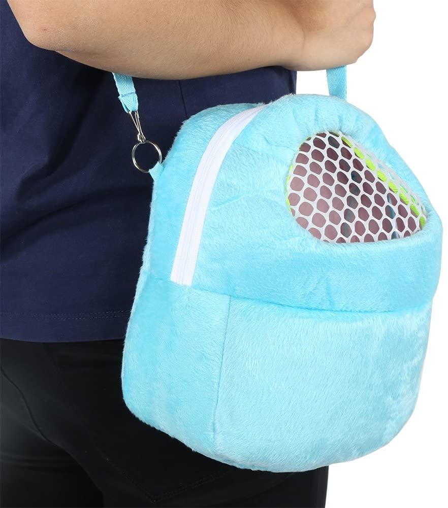  Bolsas de transporte para mascotas Hamster Rata Erizo Saco de dormir Transpirable portátil de salida de viajes Bolsos Mochila con correa de hombro ( Color : Blue ) 