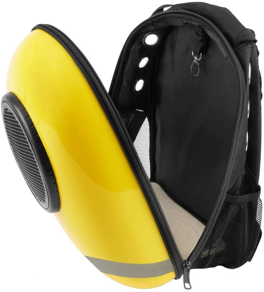  CityBAG - Mochila para transporte de mascotas gato y perro Transportin de plástico rígido amarillo 