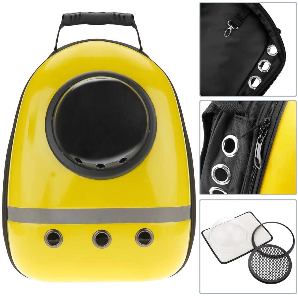  CityBAG - Mochila para transporte de mascotas gato y perro Transportin de plástico rígido amarillo 