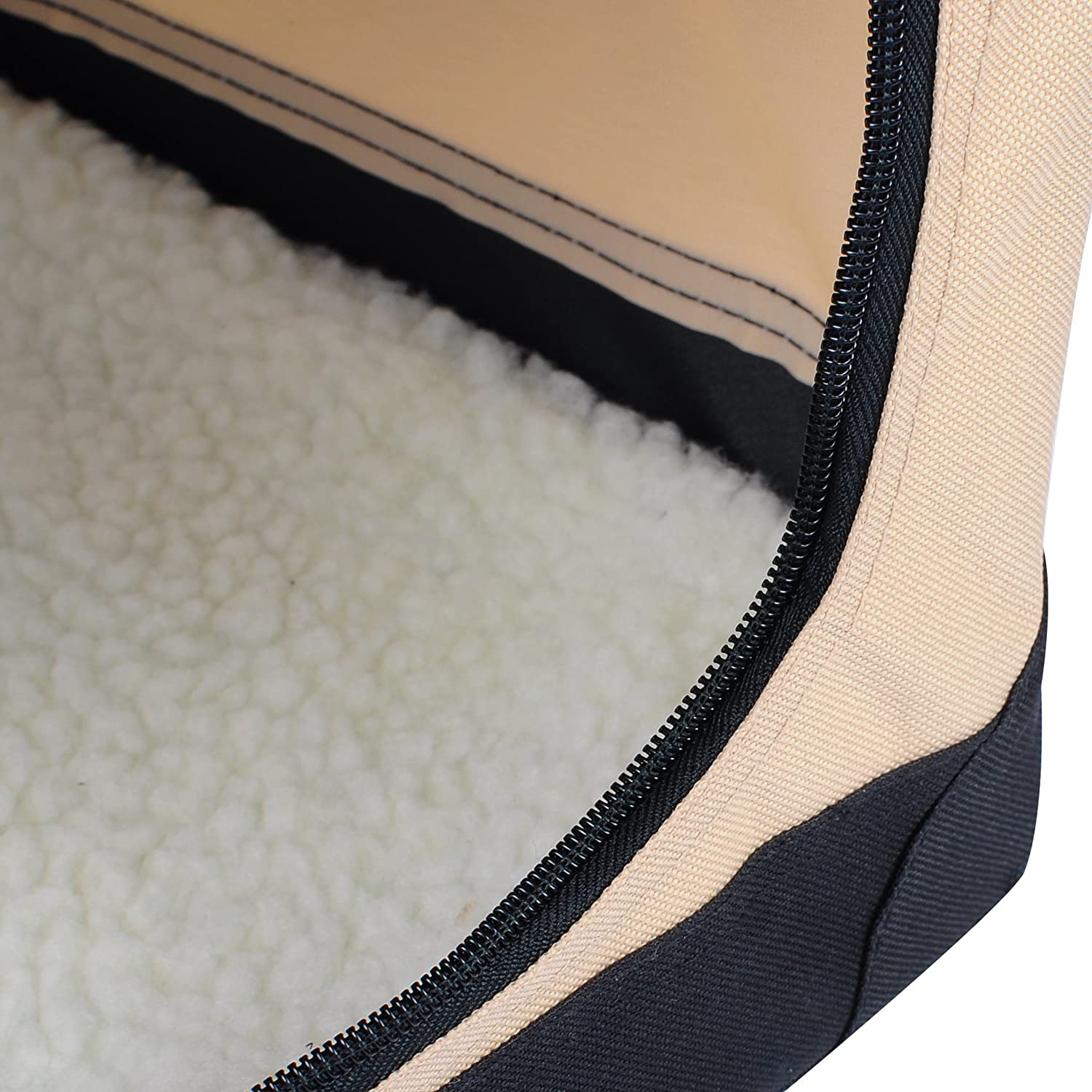  EUGAD Bolsa de Transporte para Mascotas Transportín de Mascotas Perros Gato Plegable para Coche Viaje Avion con Cojín Acolchada, M/60x42x42 cm Beige 0110HT 
