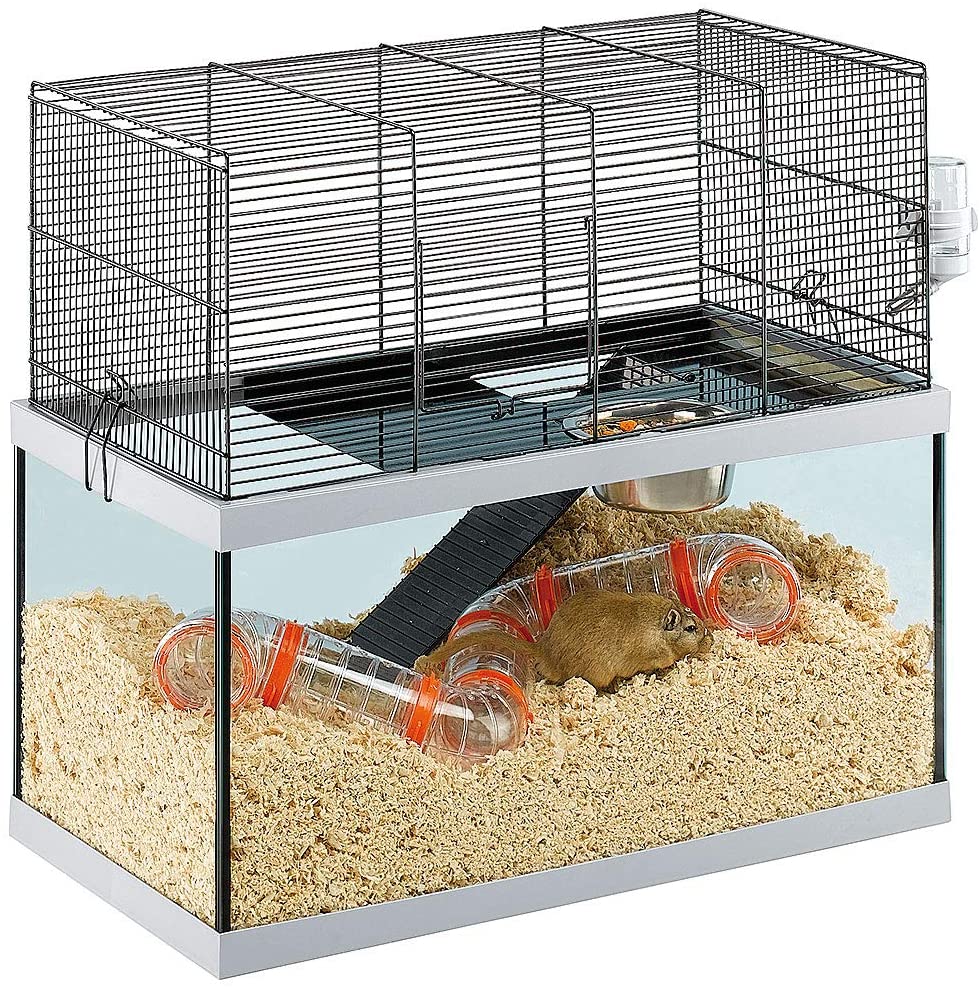  Feplast Jaula de Vidrio para Jerbos Gabry 80, Estructura de Dos Pisos, Accesorios Incluidos, 79 x 30.5 x 51.4 Cm 