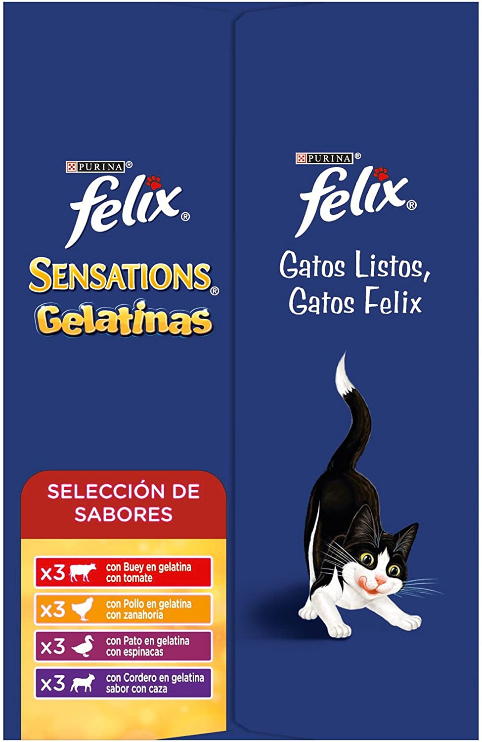  Purina Felix Sensations Gelatinas comida para gatos Selección Surtido de Carnes 6 x [12 x 100 g] 