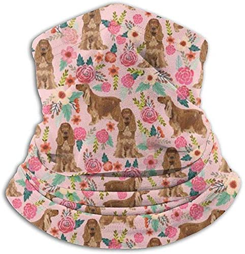  Bklzzjc Calentador de Cuello de vellón para Perros Cocker Spaniel Florals - Tubo de Polaina Reversible para Cuello, Versatilidad Calentador de oídos Diadema y máscara 