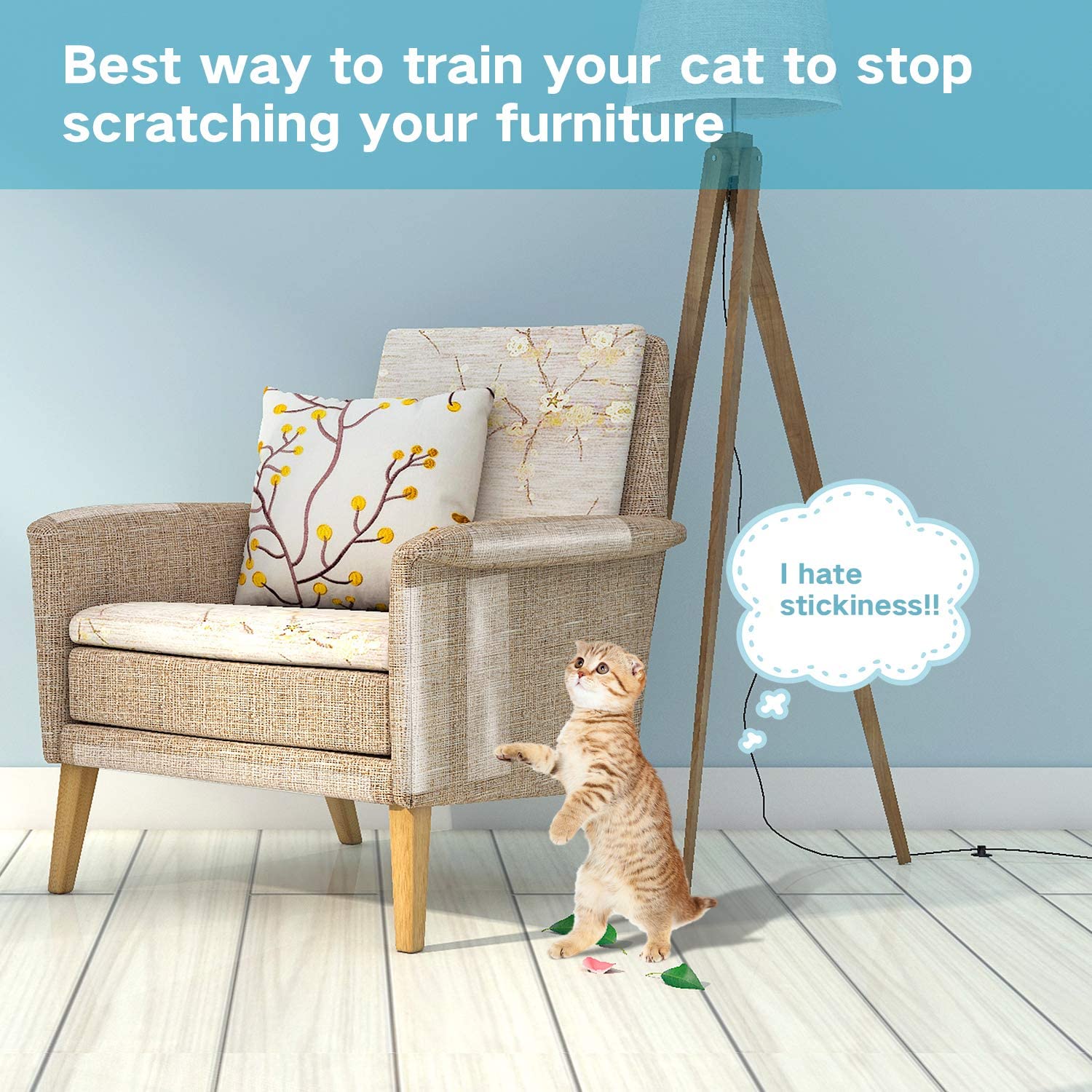  DanceWhale Cinta de Entrenamiento Anti Arañazos para Gatos, 10 CM x 30 M Cinta Disuasoria Transparente para Rascar Gatos, Protector de Muebles para Sofá, Alfombra, Puertas 