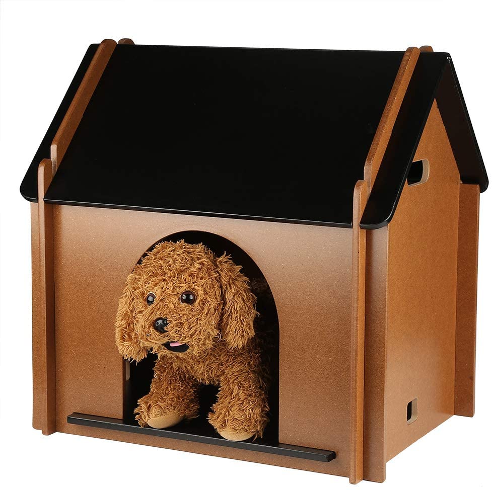  EBTOOLS casa de Madera para Mascotas Perro Gato Desmontable Decorativo caseta de Perro cabaña para Animal doméstico para Interior 51 x 38 x 52 cm 