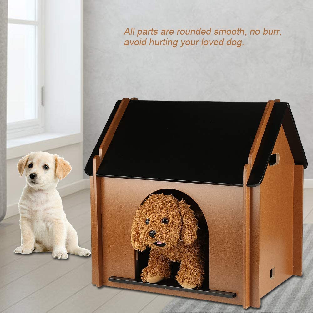  EBTOOLS casa de Madera para Mascotas Perro Gato Desmontable Decorativo caseta de Perro cabaña para Animal doméstico para Interior 51 x 38 x 52 cm 