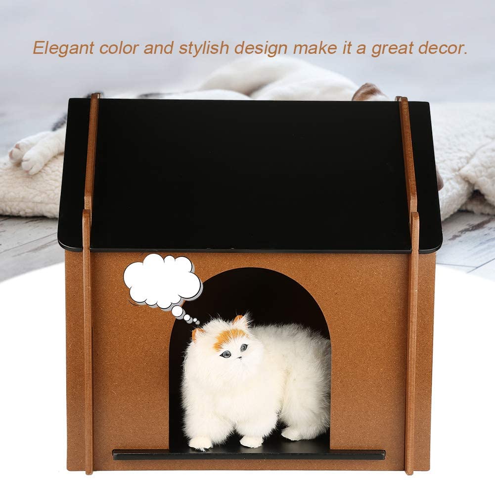 EBTOOLS casa de Madera para Mascotas Perro Gato Desmontable Decorativo caseta de Perro cabaña para Animal doméstico para Interior 51 x 38 x 52 cm 
