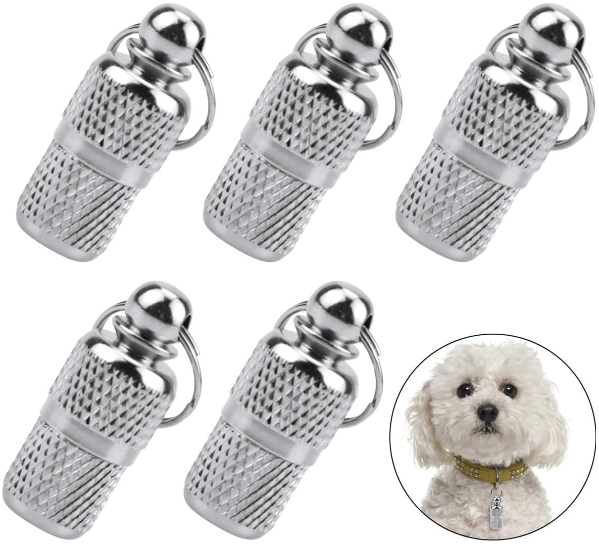  Fodlon 5 Etiquetas de Identificación de Mascotas Perro ID Tag Colgante Perro Personalizado con Nombre Gatos Accesorios Placas Identificativas Perros Anti-Perdido Etiqueta de DireccióN Incluida Llavero 
