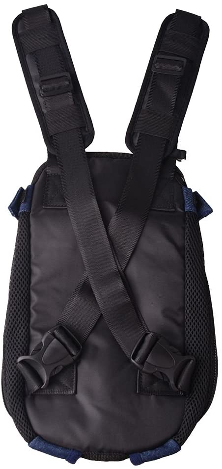  FONLAM Bolso Frontal Perro Gato Mochila Transportin Portátil Cachorro Mascota con Hombreras Tirantes Ajustables Entrepiernas de Malla (XL(5.5-9.0KG), Vaquero) 