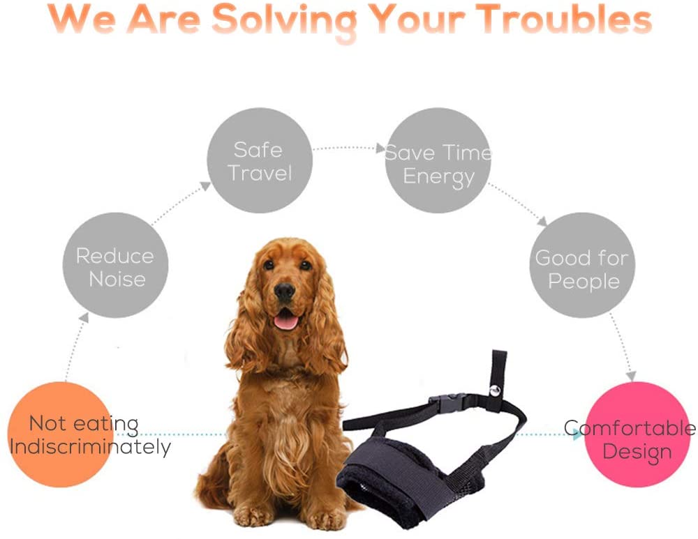  Galaxer Cane Muso Morbido Materiale in Nylon Cane Bocca Scatola Prevenire Anti Mordere, Abbaiare e Masticare con Loop Regolabile 