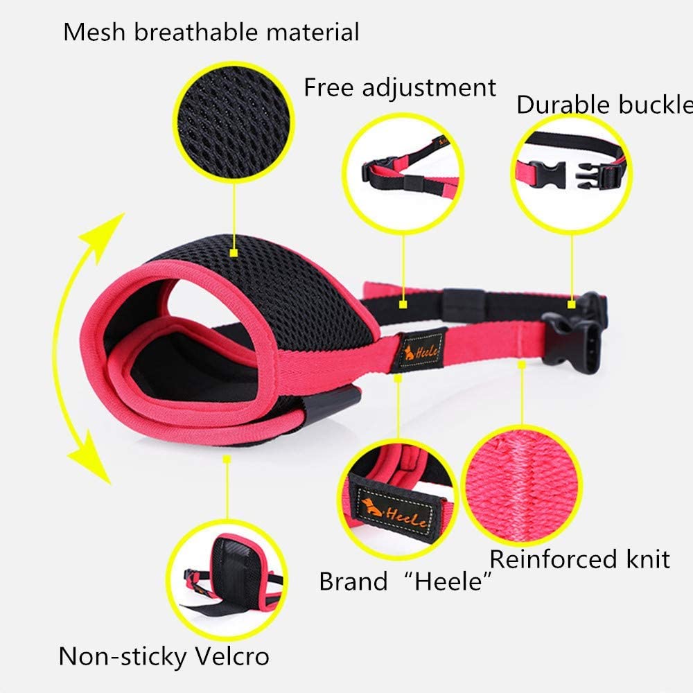  HEELE Bozal de Nylon para Perros Grande Previene Mordidas, Ladridos y Que Mastiquen Bozal Anti-Mordedura Ajustable para Mascota Perro (L, Negro) 