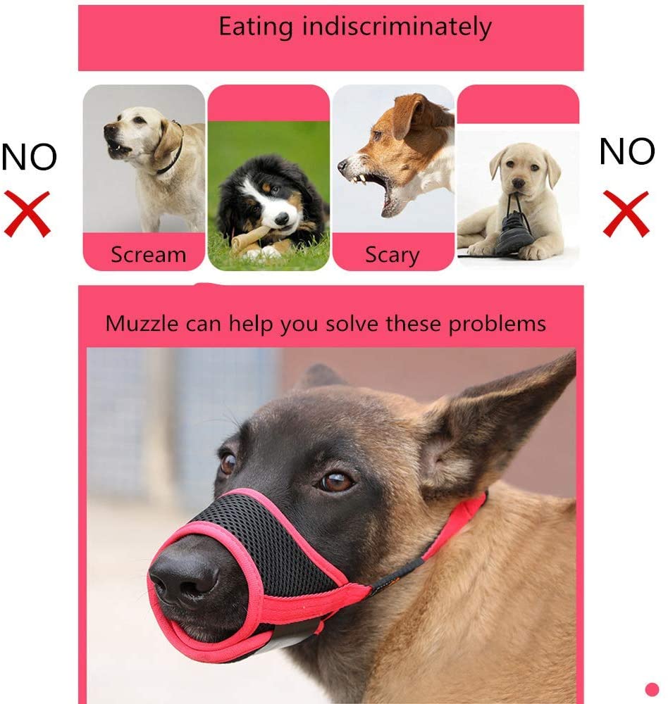  HEELE Bozal de Nylon para Perros Grande Previene Mordidas, Ladridos y Que Mastiquen Bozal Anti-Mordedura Ajustable para Mascota Perro (L, Negro) 