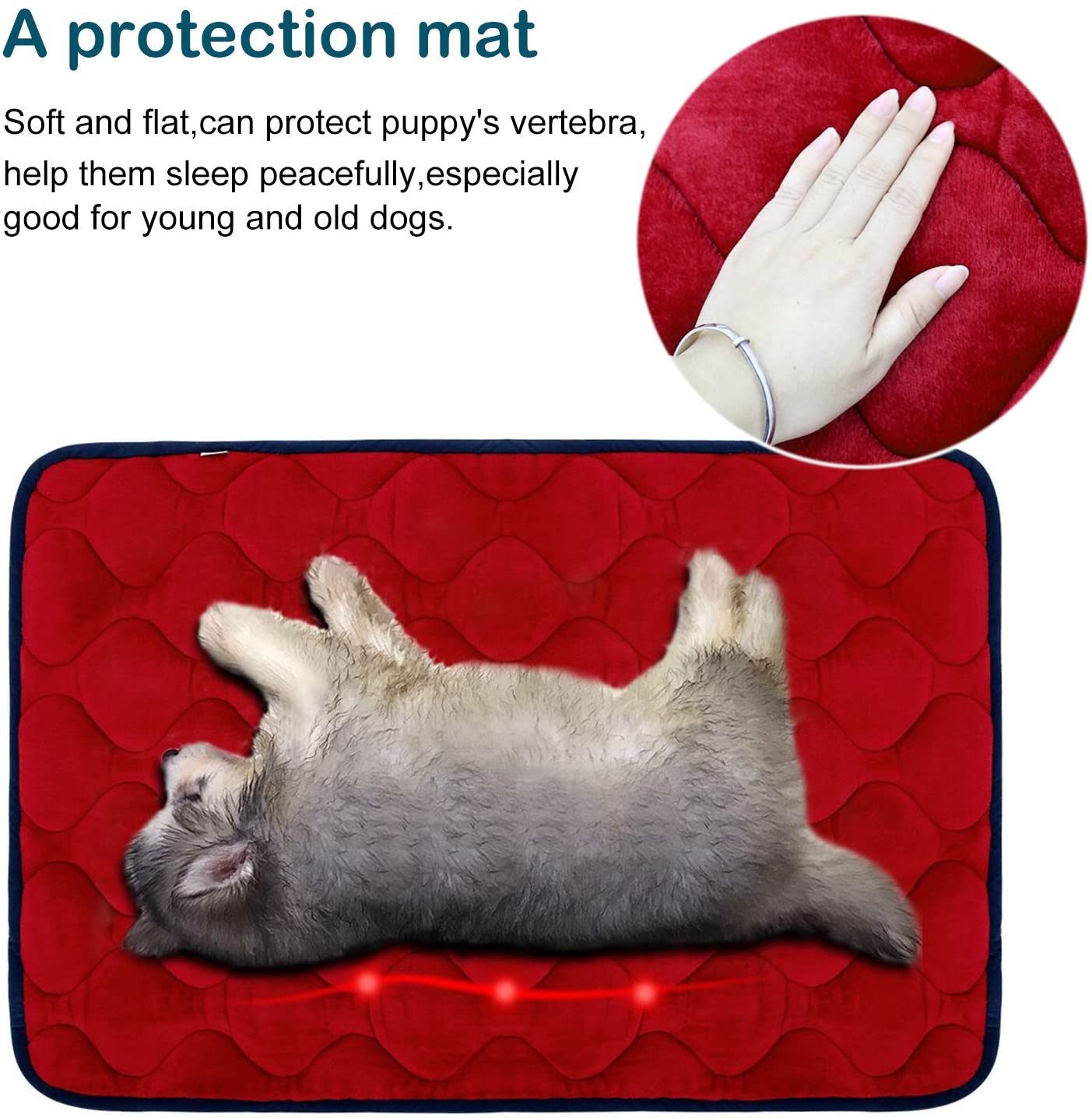 Hero Dog Cama Colchoneta Perro Pequeña Lavable, Cojines para Mascotas Antideslizante Vellón Almohadilla Suave 70x50 cm (Rojo S) 