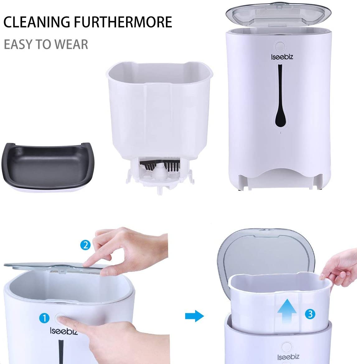  Iseebiz 7L Comedero Automtico Gatos/Perros Dispensador Comida para Mascotas con Recordatorio por Voz y Temporizador Programable, Pantalla LCD 
