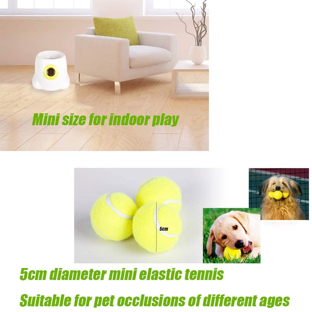  KAISHI Juguete Interactivo para Mascotas, máquina lanzadora automática para Mascotas, Lanzador de Tenis, Viene con 3 Pelotas de Tenis pequeñas de 5 cm de diámetro 