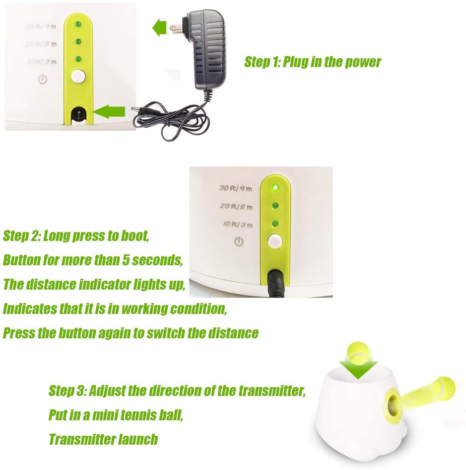 KAISHI Juguete Interactivo para Mascotas, máquina lanzadora automática para Mascotas, Lanzador de Tenis, Viene con 3 Pelotas de Tenis pequeñas de 5 cm de diámetro 