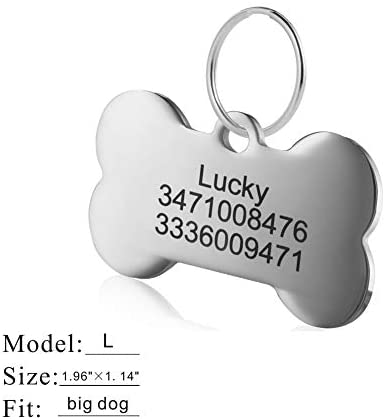  LYL Etiquetas de identificación de Mascotas de Acero Inoxidable Etiquetas de Perro Personalizadas Personalizadas Grabado Frontal/Posterior para Gato y Perro con Diferentes Formas 