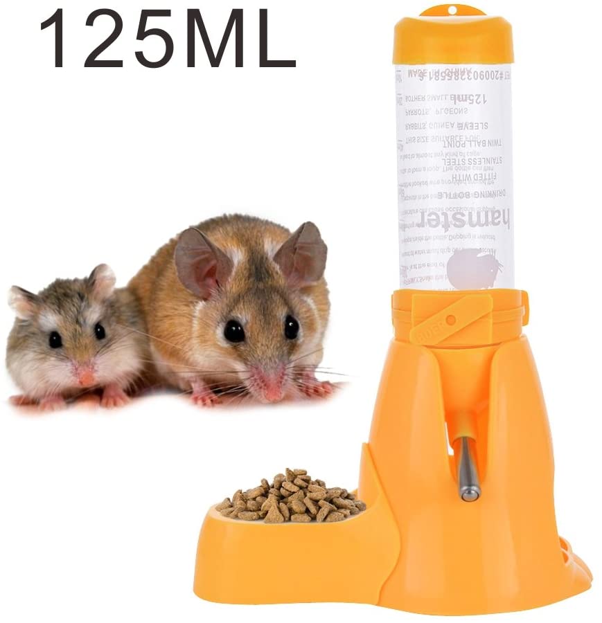  MOACC Hamster Botella de Agua Alimentador Automático Dispensador de Agua para Ratas, Cobayas, Hurones, Conejos, Pequeños Animales, 125ml, Amarillo 