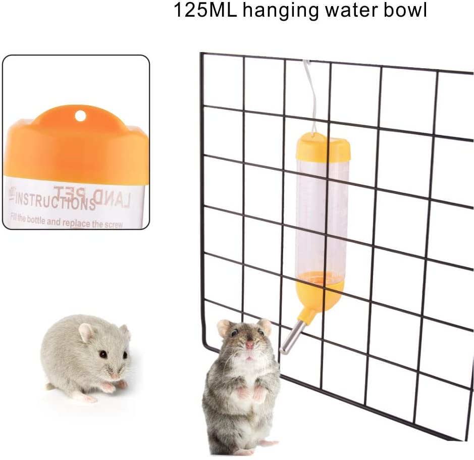  MOACC Hamster Botella de Agua Alimentador Automático Dispensador de Agua para Ratas, Cobayas, Hurones, Conejos, Pequeños Animales, 125ml, Amarillo 