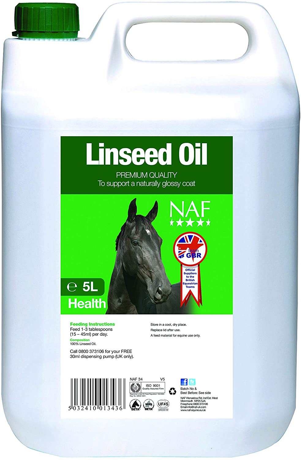  Piensos Naturales NAF Semilla de lino Aceite - 5 litres 