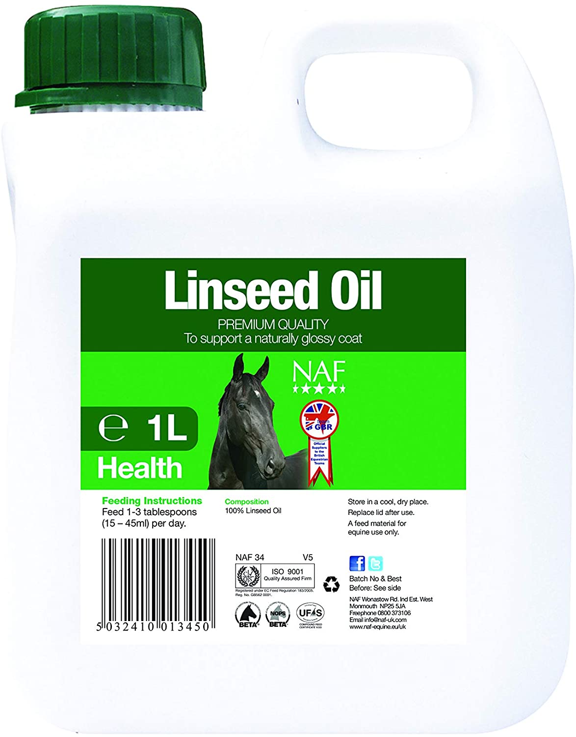  Piensos Naturales NAF Semilla de lino Aceite - 5 litres 