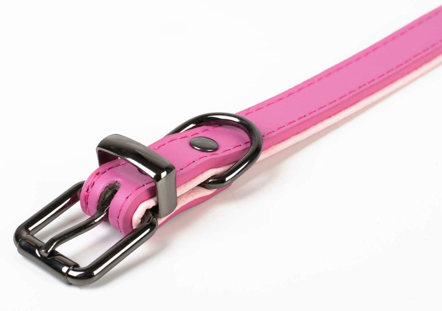  Puccybell Collar para Perros 2 Coloreado con Cuero, Collar clásico en Colores Contrastantes para Perros pequeños, medianos y Grandes HB004 (M, Rosa) 