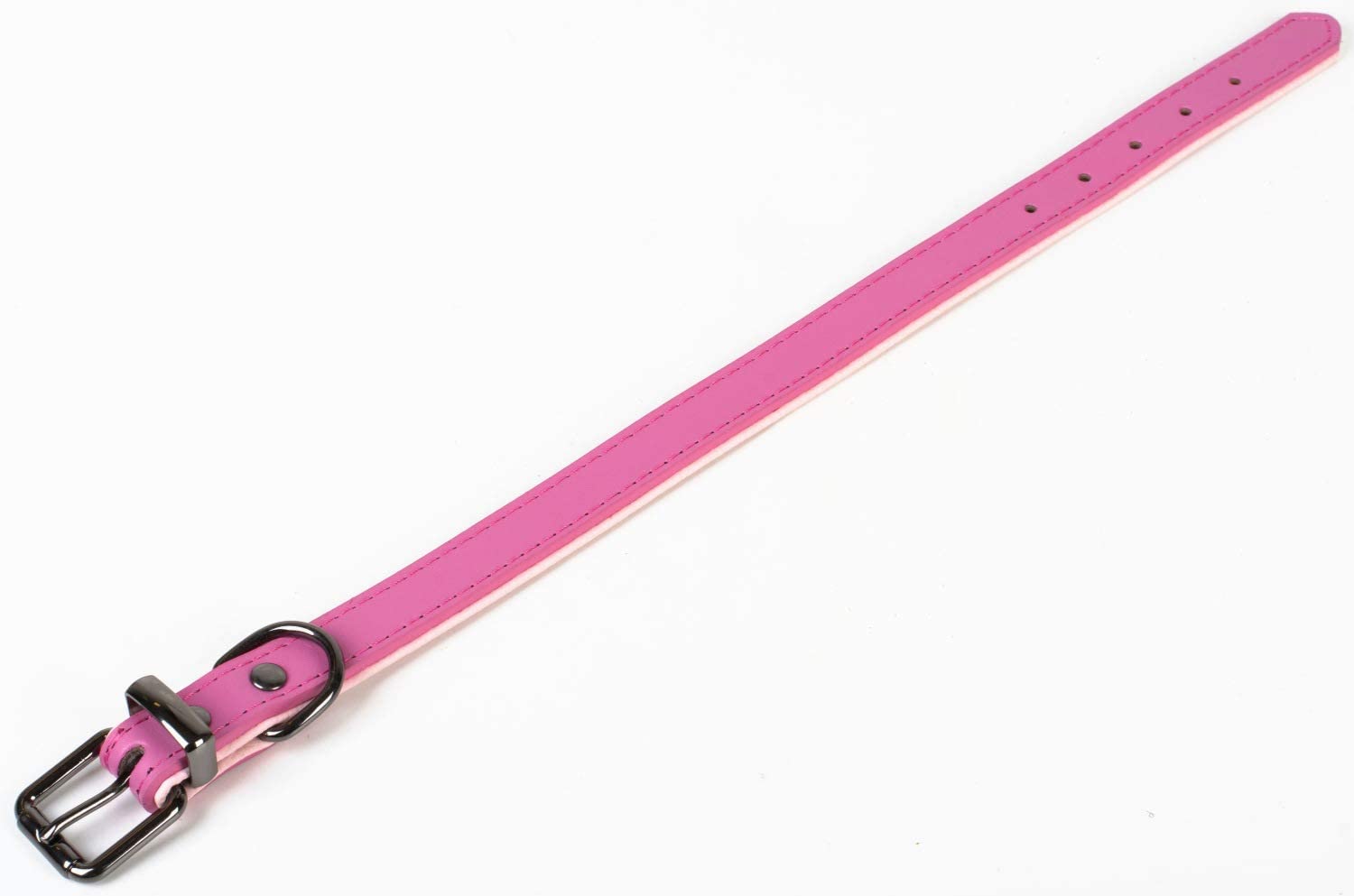  Puccybell Collar para Perros 2 Coloreado con Cuero, Collar clásico en Colores Contrastantes para Perros pequeños, medianos y Grandes HB004 (M, Rosa) 