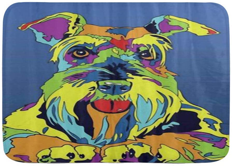  QIUTIANXIU Alfombra De Baño Cocina Mascota Alfombrilla,Bozal de Perro Schnauzer Miniatura,De Baño Antideslizante,Microfibra Suave Cómoda Y Absorbente 