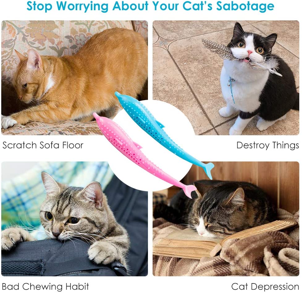  SEGMINISMART Cepillo de Dientes del Gato de Juguete, Interactivo Hierba gatera Juguete, Dientes limpios y Eliminar el Mal Aliento Bite Resistente La masticación de Juguetes 