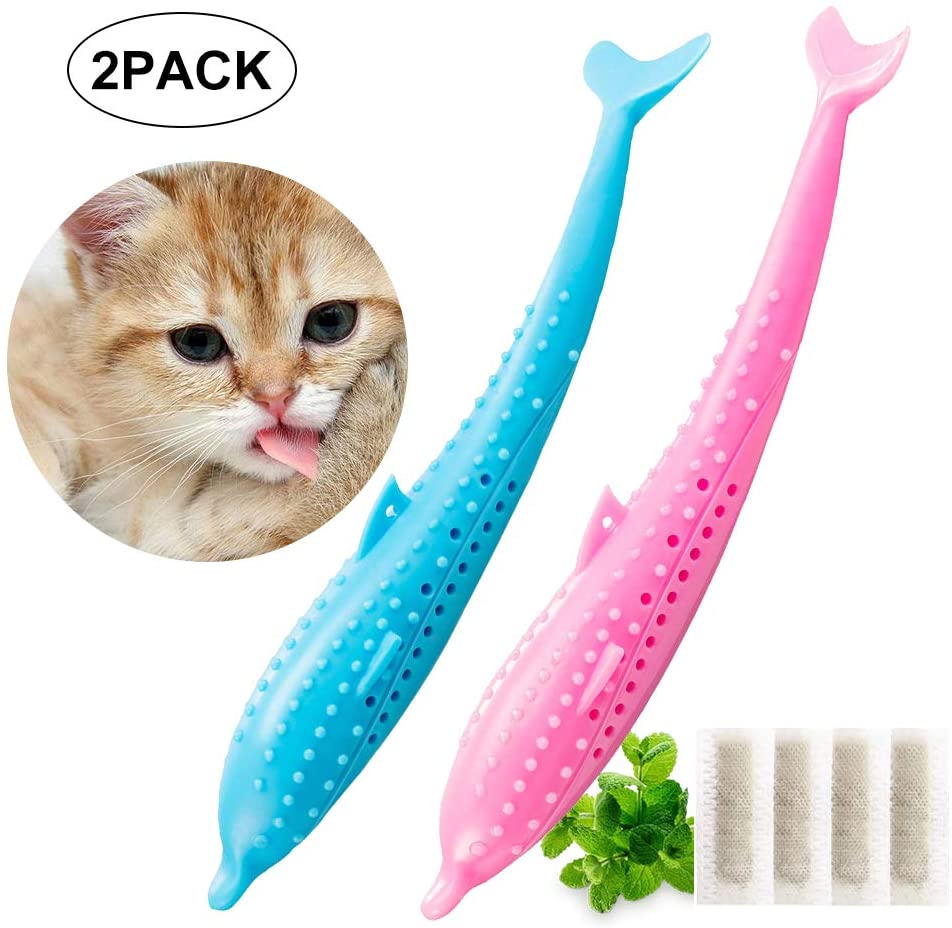  SEGMINISMART Cepillo de Dientes del Gato de Juguete, Interactivo Hierba gatera Juguete, Dientes limpios y Eliminar el Mal Aliento Bite Resistente La masticación de Juguetes 