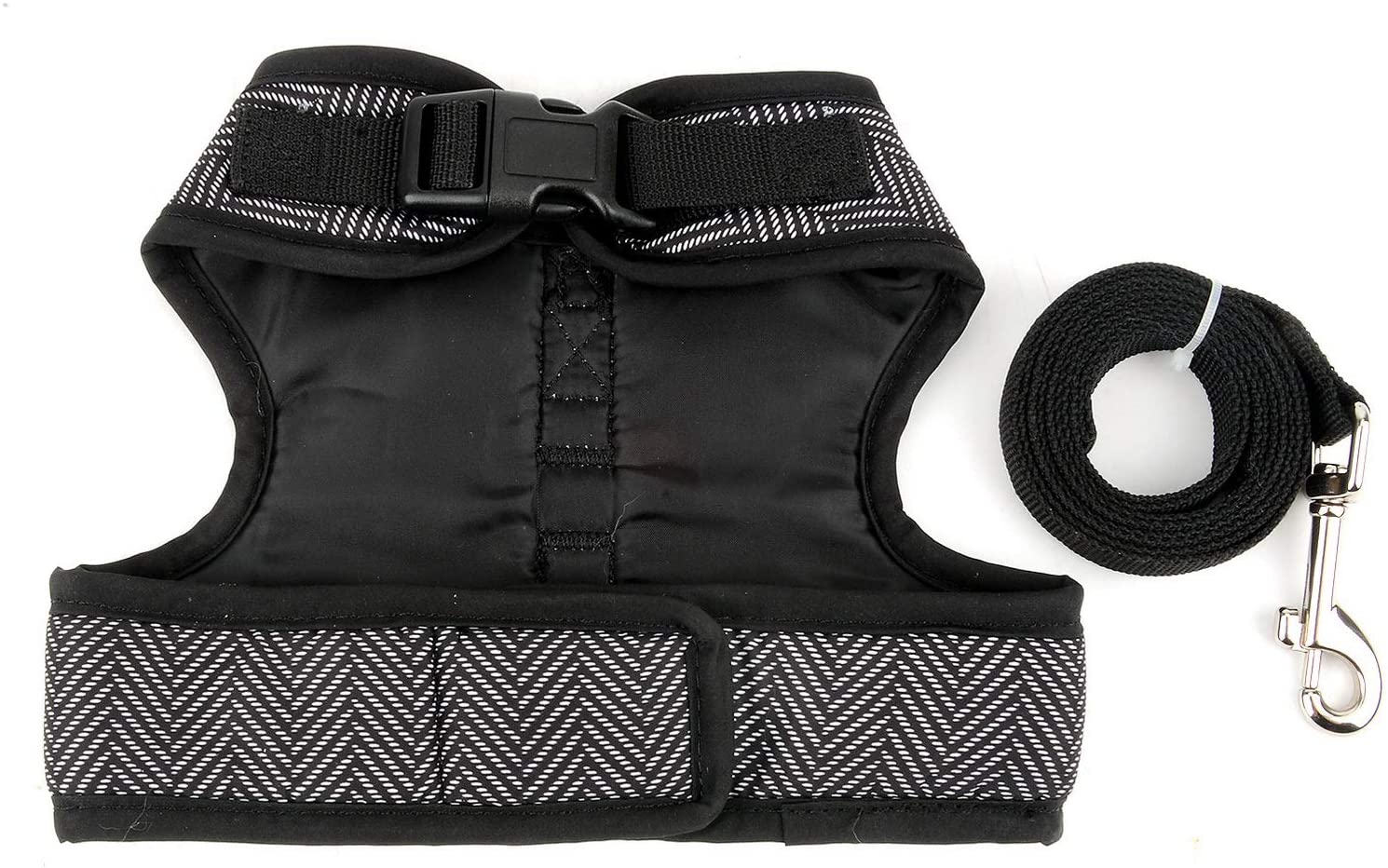  SELMAI Arnés Gato Pequeño con Correa Patrón de Trigo Acolchado Arneses para Perros Antiescape Antifugas Adjustable Arneses Tipo Chaleco Cachorros Niño niña Correa para Gatito Yorkshire Caminar Gris M 