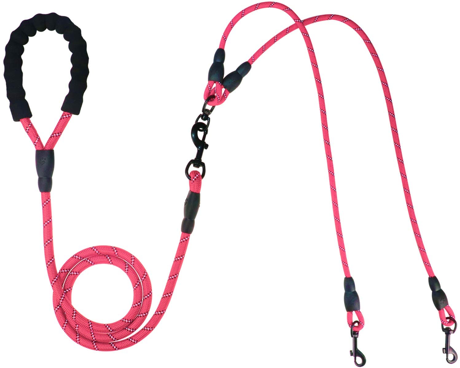  Taglory Correas Dobles/Correa de Perro para Dos Perros/Acoplador Divisor Fuerte para Perros pequeño medianos Grandes/Giratorio 360 ° sin enredos/Cuerda de escalada/75cm Rosa 