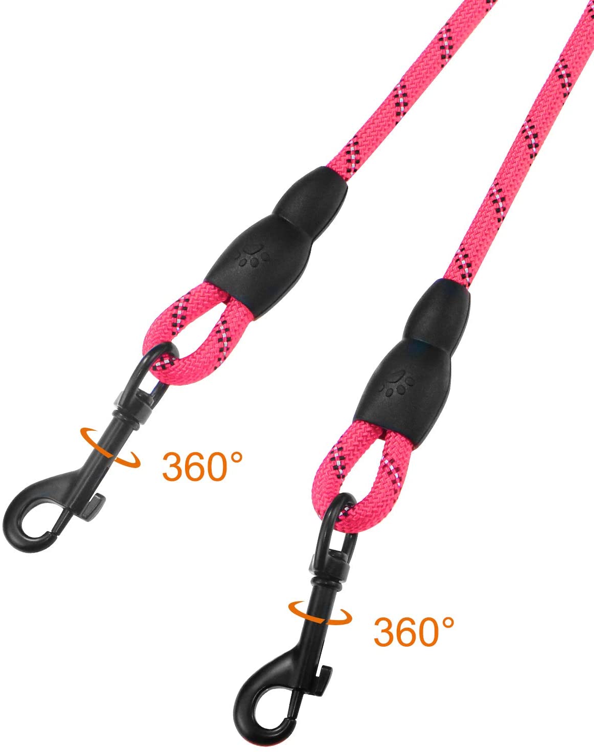  Taglory Correas Dobles/Correa de Perro para Dos Perros/Acoplador Divisor Fuerte para Perros pequeño medianos Grandes/Giratorio 360 ° sin enredos/Cuerda de escalada/75cm Rosa 