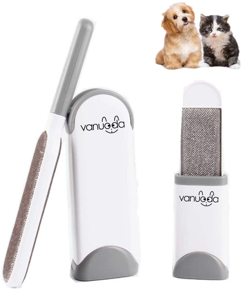  VANUODA Cepillo Anti Pelo de Mascota, Removedor Quitar Pelo Gato Perro, Reutilizable Limpiador Pelusas para Ropa con el Asistente+Auto-Limpieza Base 