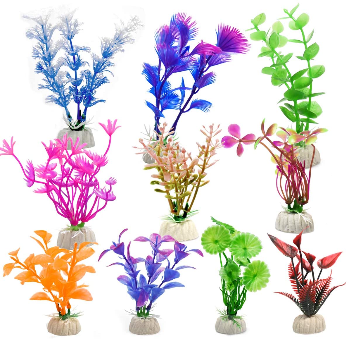  WEONE Plantas Plásticas para Acuarios, 10 Piezas Altura Plantas Acuario para Decoración Acuario 