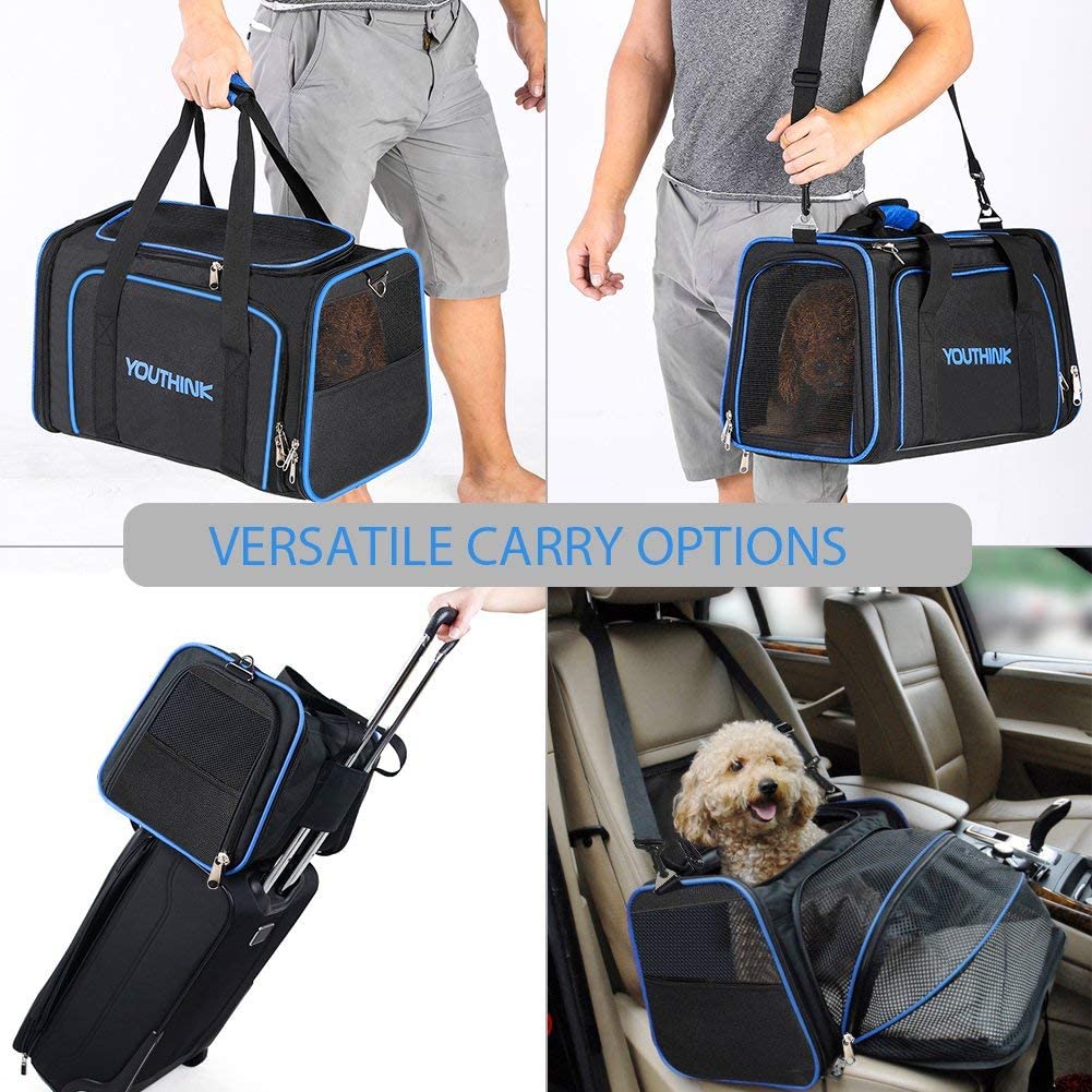  YOUTHINK Transportín Plegable para Perros, Portador de Viaje para Mascotas, Portador de Lado Suave con Almohadillas de Lana extraíbles, Adecuado para Perros o Gatos pequeños(73 * 45 * 28 cm) 