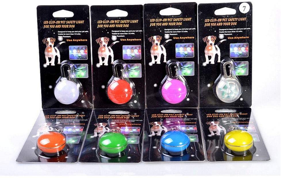  7Pcs Clip-On Colgante LED para Mascotas, AUOKER Seguridad Luz de Perro LED Collar Pet Collar luces LED para Niños, Corredores, Ciclistas, Animales al aire libre Perros, Gatos - Charms para Collares 