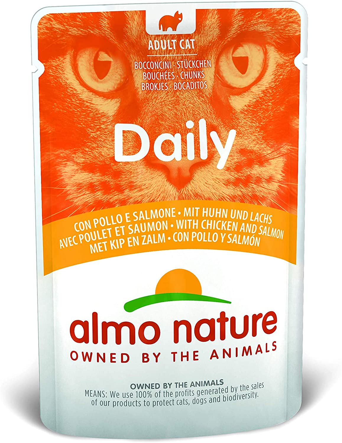 Almo Nature - Comida Diaria para Gatos con Pollo y salmón, 70 g, 30 Unidades 