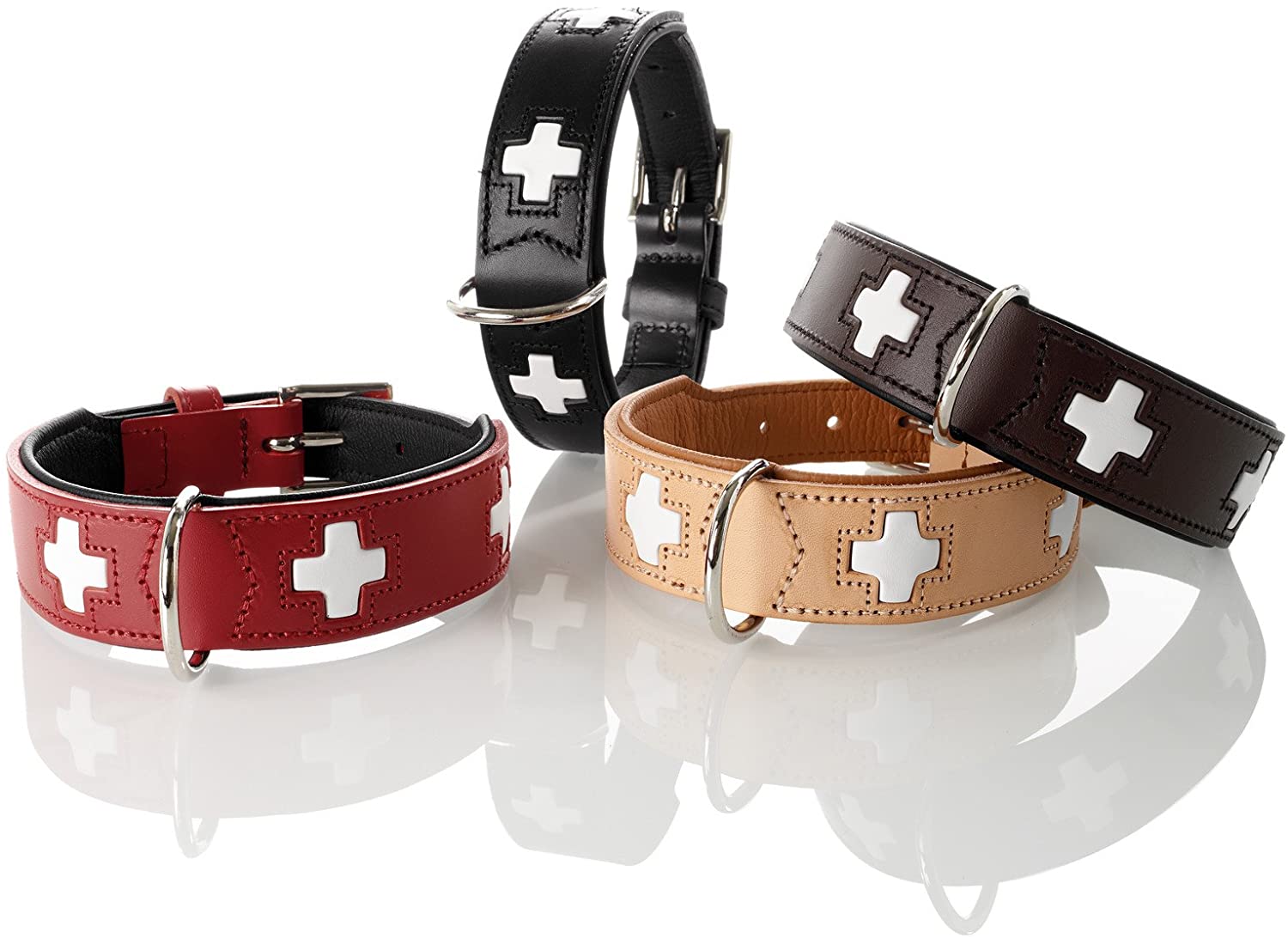  Collar de perro HUNTER Suiza, cuero, 42, rojo / negro 