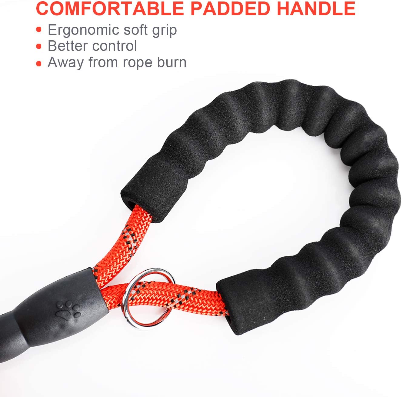  Correa Perro, 1,5m Correa de Perro Fuerte con Mango Acolchado, Hilos Altamente Reflectantes, Bolsas para excrementos de Perro con dispensador para Perros Pequeños, Medianos y Grandes, Rojo 