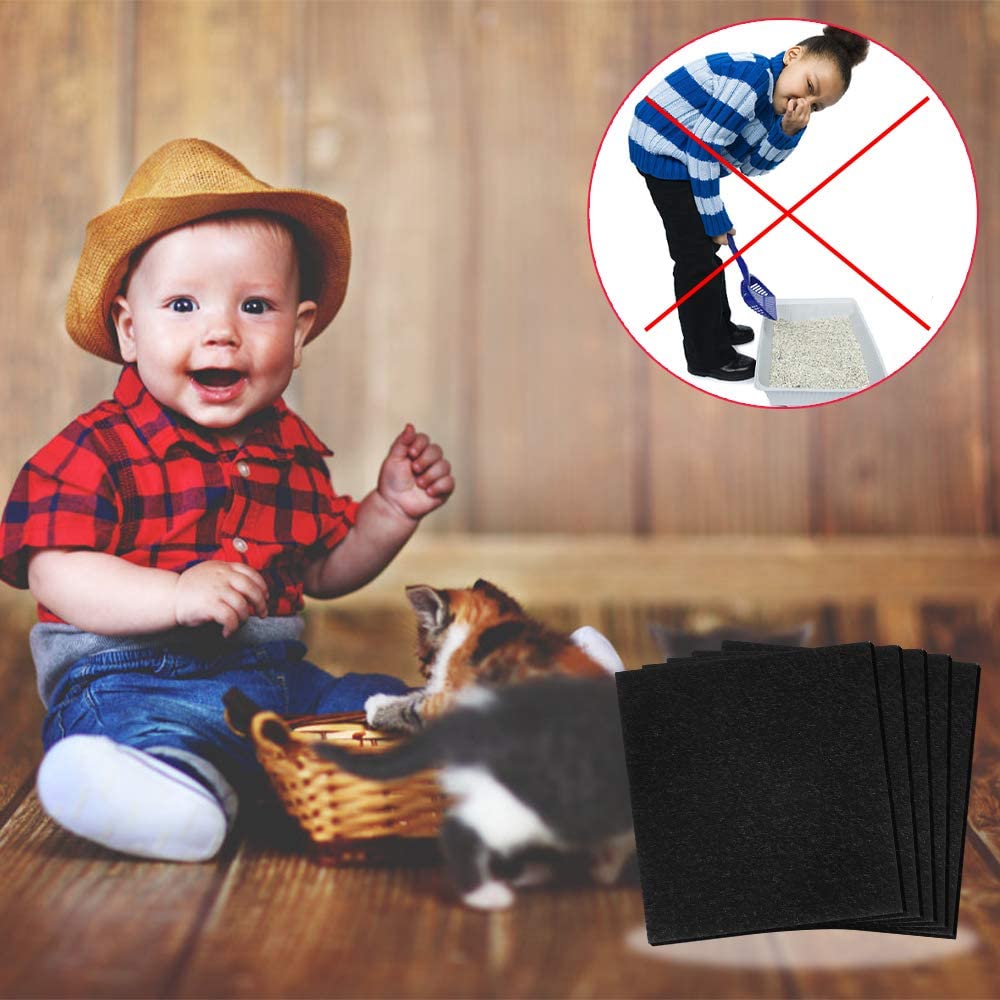  Dadabig 10 Piezas Filtros de Carbono para Gatos Filtros para arenero de Gatos Filtro De Desodorización De Carbón Activado para Mascotas,Negro 