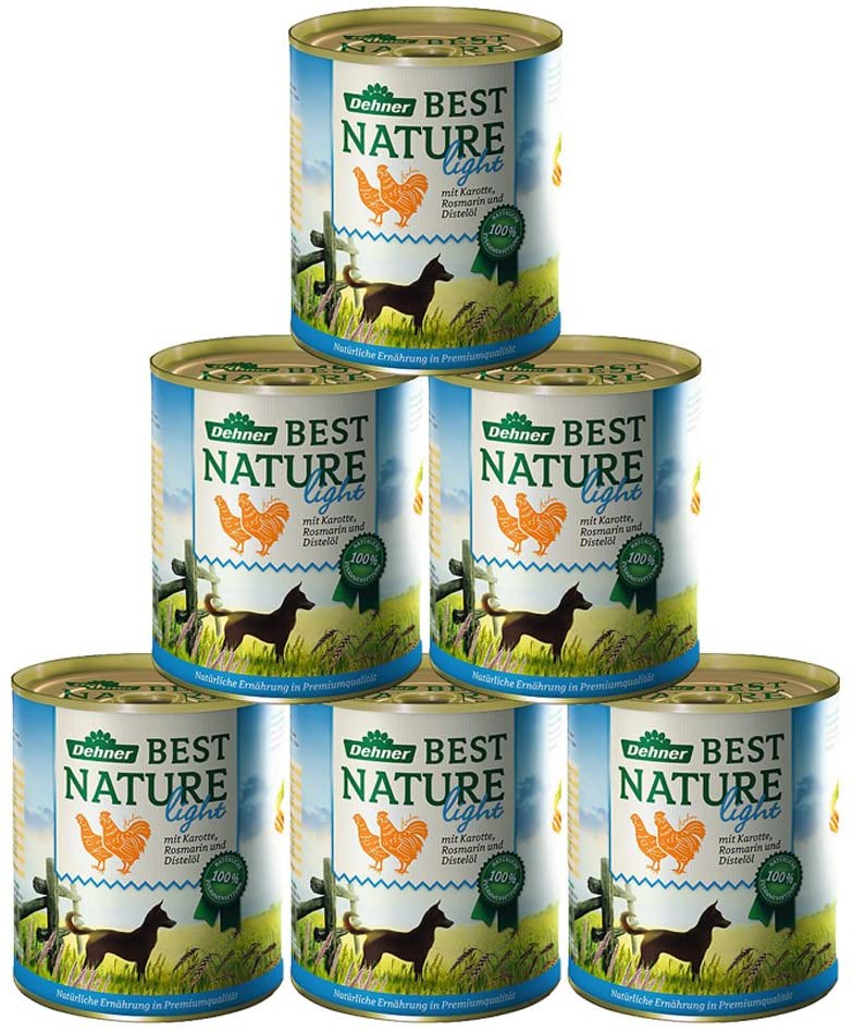  Dehner Best Nature - Comida para Perros Ligera de Pollo y Zanahoria con Aceite de Cardo 