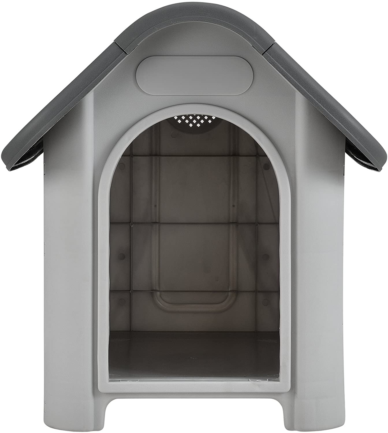  [en.casa] Caseta de plástico para Perros - gris / negro - PVC - 75 x 59 x 66 cm 