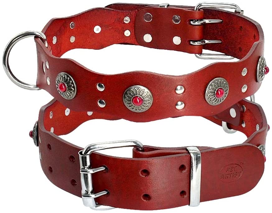  Feidaeu Collares para Mascotas Cuero Genuino Cómodo, Saludable, Seguro y para medianos Grandes Pitbull Rottweiler Pastor alemán Accesorios para Perros 
