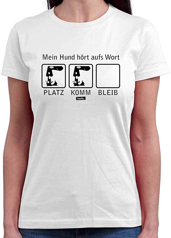  HARIZ - Camiseta de Cuello Redondo para Mujer, con Texto en alemán Mein Hund Hört Aufs Wort Hund Haustier Plus 