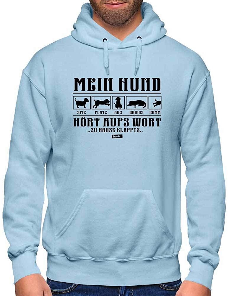  HARIZ - Sudadera con Capucha para Hombre, diseño con Texto en alemán Mein Hund Hört Aufs Wort 2 Hund Haustier Plus 