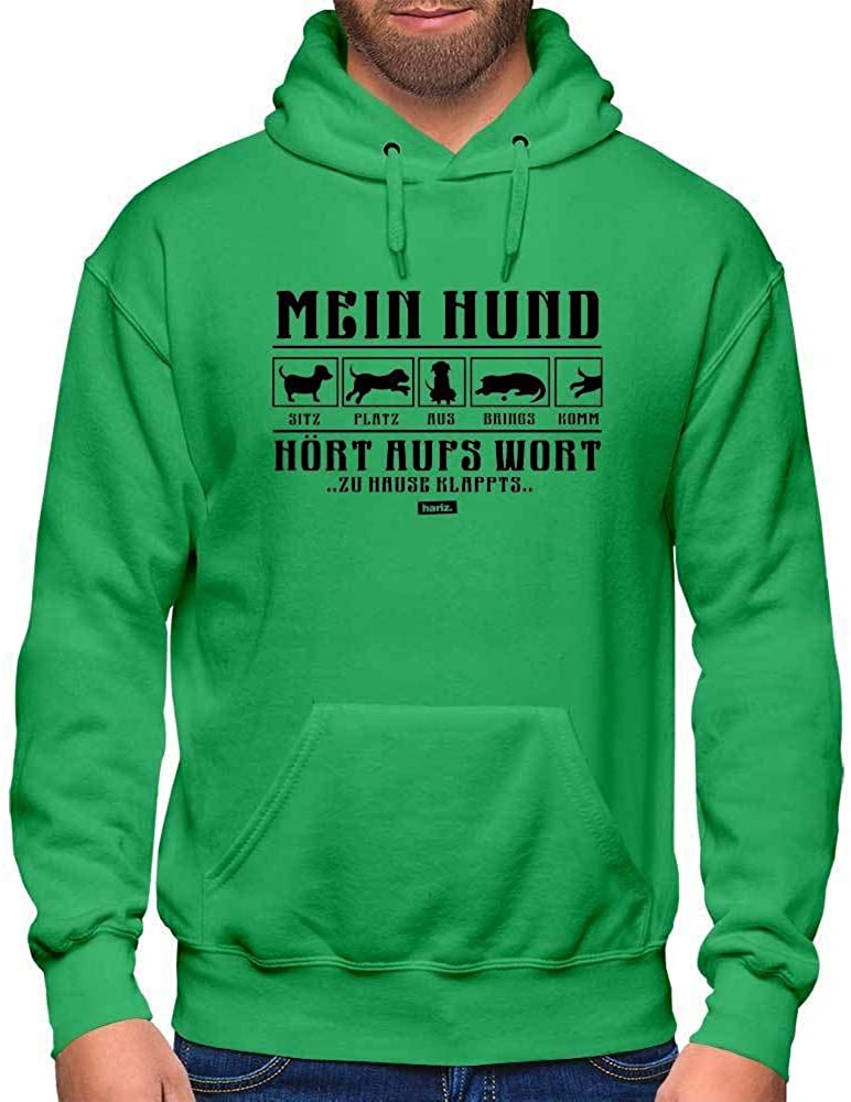  HARIZ - Sudadera con Capucha para Hombre, diseño con Texto en alemán Mein Hund Hört Aufs Wort 2 Hund Haustier Plus 